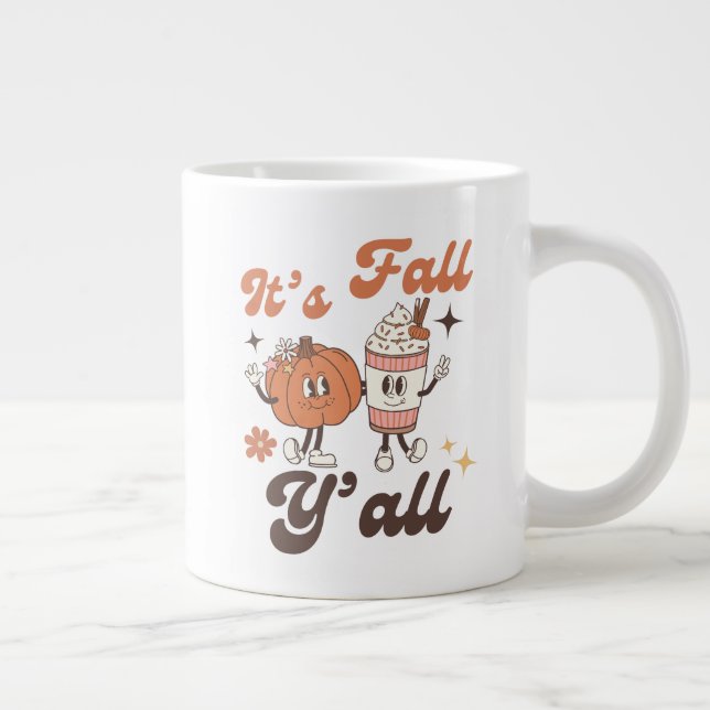 It’s Fall Y’all – Cute Kawaii Pumpkin Spice Latte Jumbo Mugg (Höger)