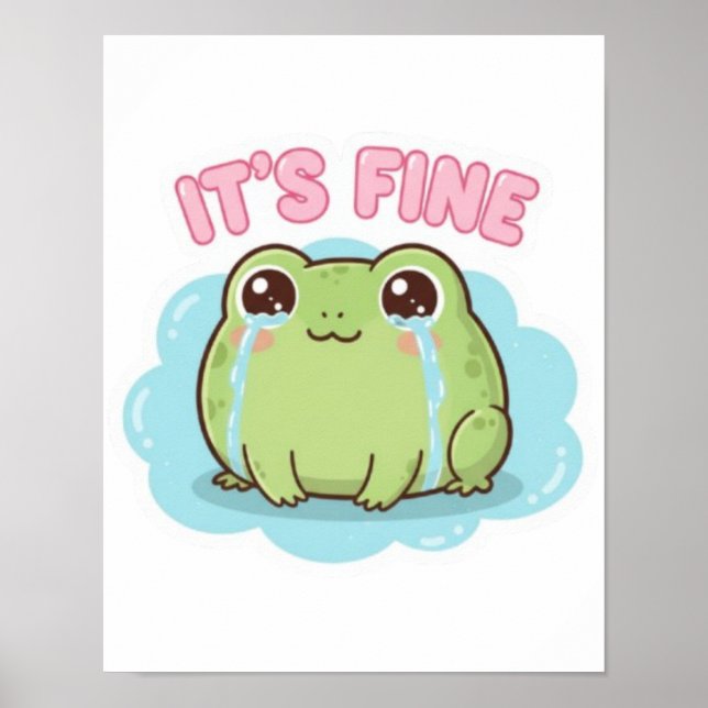 It’s Fine Frog Poster Cute Crying Frog Meme Aesthe (Framsidan)
