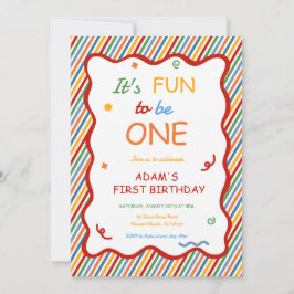 It’s Fun to Be One Colorful Stripe Birthday Inbjudningar