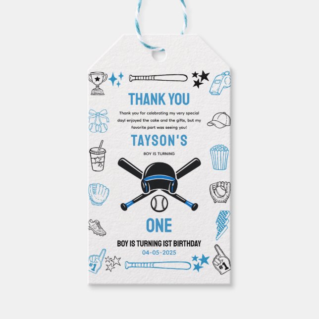 It’s Game Time Baseball 1st Birthday Presentetikett (Framsidan)