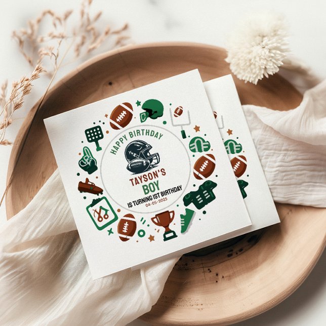 It’s Game Time Football 1st Birthday – Fun Kids  Pappersservett (It’s Game Time Football 1st Birthday – Fun Kids Napkins
)
