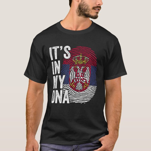 It s In My DNA Cool Srbija Fingerprint Serbia Serb T Shirt (Framsida)