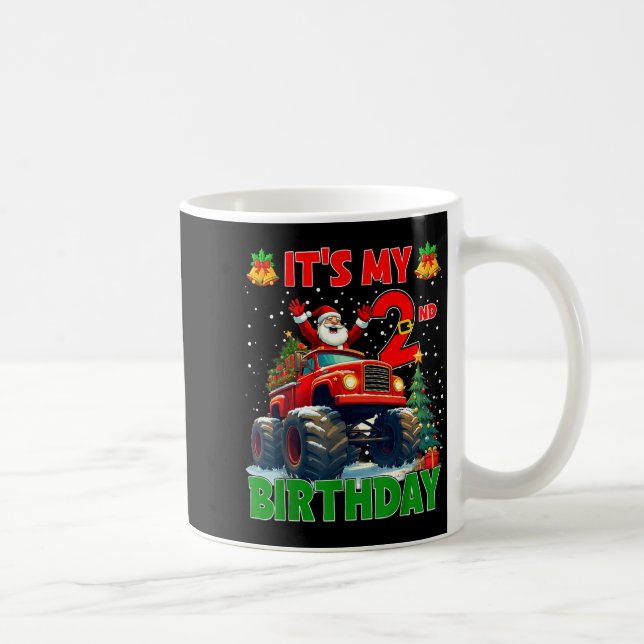 It’s My 2nd Birthday Xmas Santa Monster Truck Chri Kaffemugg (Höger)