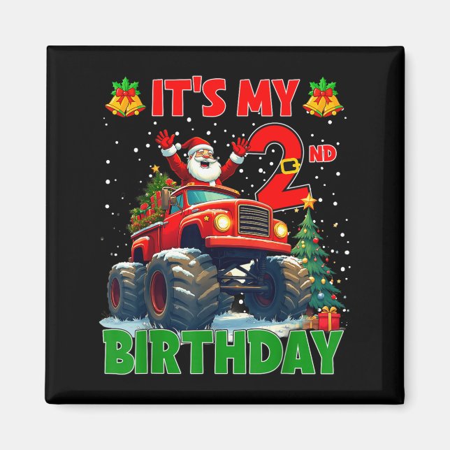 It’s My 2nd Birthday Xmas Santa Monster Truck Chri Magnet (Framsidan)