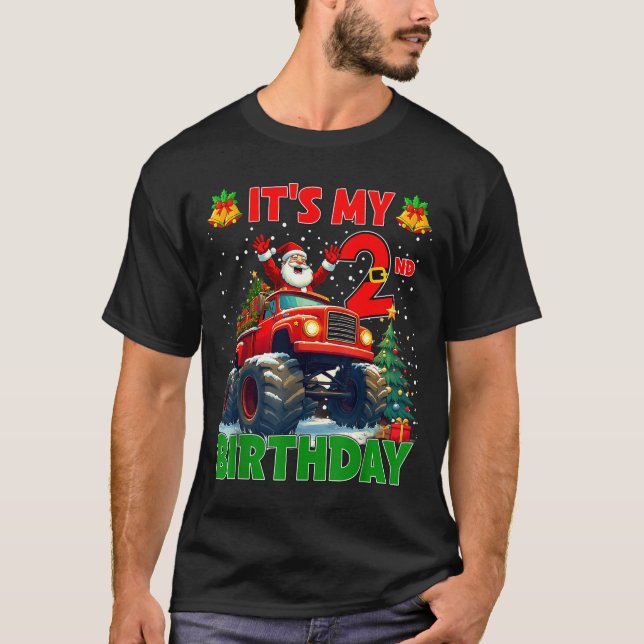 It’s My 2nd Birthday Xmas Santa Monster Truck Chri T Shirt (Framsida)