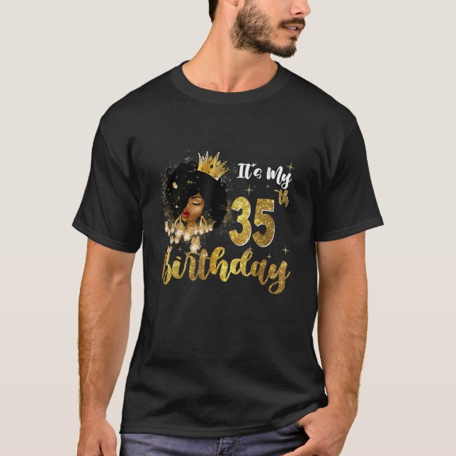 It s My 35th Birthday 35 Year Old Party Melanin Qu T Shirt (Framsida)