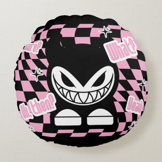 It’s Not Labubou, It’s Lachouchou | Pink Aesthetic Rund Kudde (Framsidan)