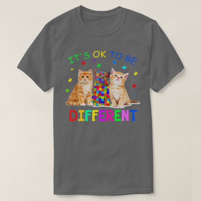 It S Ok O Be Different Cat Autism Awareness  T Shirt (Design framsida)