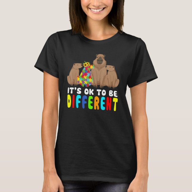 It s Ok To Be Different Capybara Autism Awareness T Shirt (Framsida)