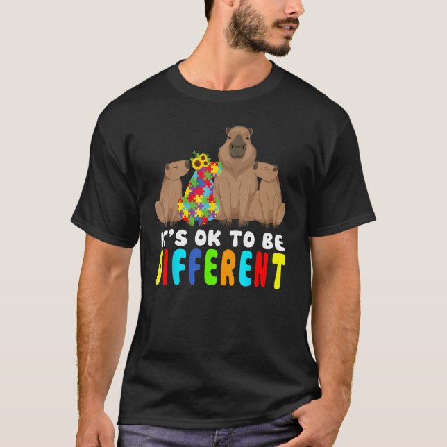 It s Ok To Be Different Capybara Autism Awareness T Shirt (Framsida)