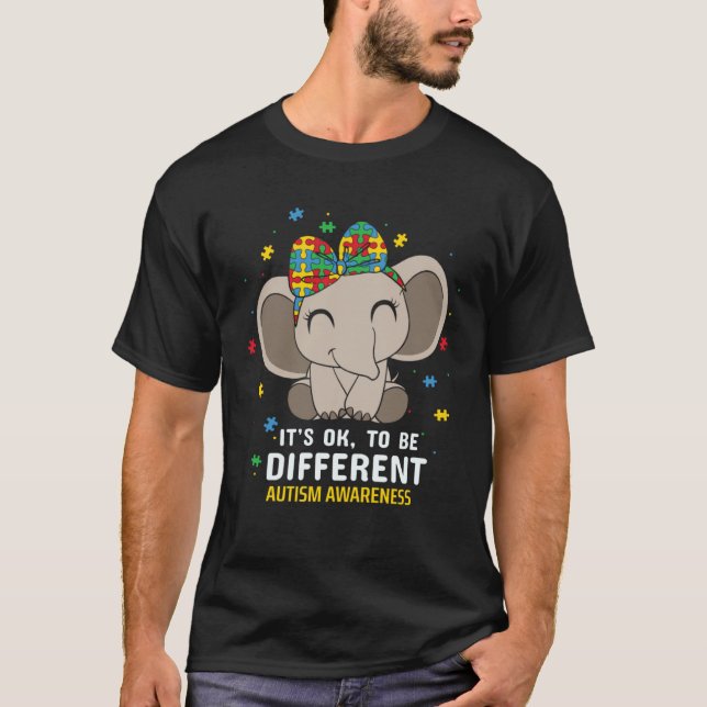 It s ok to be different Elephant Autism Child Awar T Shirt (Framsida)