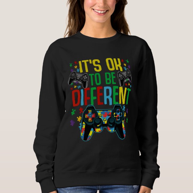 It s Ok to be Different Gamer Autism Support T Shirt (Framsida)