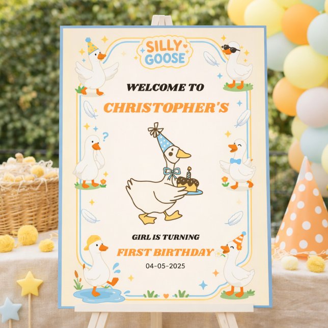 It’s ONE Silly Goose Retro 1st Birthday Fun Modern Poster (It’s ONE Silly Goose Retro 1st Birthday Fun Modern Poster
)