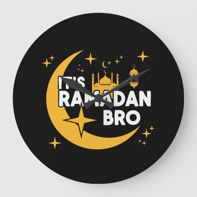 It’s Ramadan Bro Happy Fasting Islamic Crescent  Stor Klocka (Framsida)