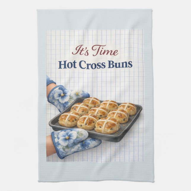 It’s Time – Hot Cross Buns Easter Towel Kökshandduk (Vertikal)
