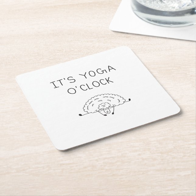 It’s Yoga O’Clock Sheep Underlägg Papper Kvadrat (Vinklad)