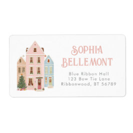 It takes a village Christmas houses Pink Whimsical Fraktsedel