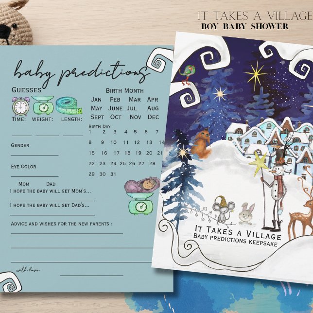 It Takes a Village Ice Blue Baby Prediction Game  Inbjudningar (It Takes a Village Ice Blue Baby Prediction Game Invitation)