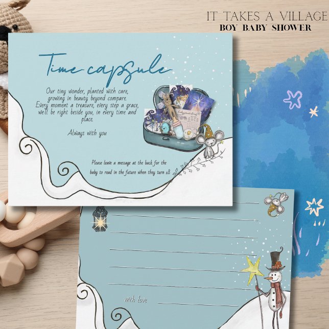 It Takes a Village: Ice Blue Time Capsule Card Inbjudningar (It Takes a Village Ice Blue Time Capsule Card)
