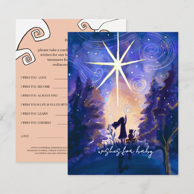 It Takes a Village Pink Wishes for Baby Game Card Inbjudningar (Fram/baksida)