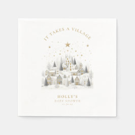 It Takes a Village Snowy Whimsical Baby Shower Pappersservett