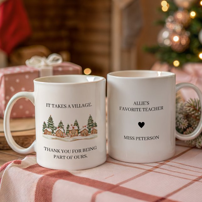 It Takes a Village Teacher Appreciation Christmas Kaffemugg (It takes a Village Teacher Christmas Gift)