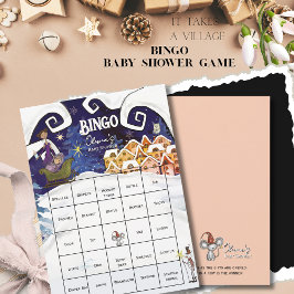 It Takes a Village Winter Baby Shower Bingo Card Inbjudningar