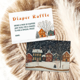 It Takes a Village Winter Baby Shower Diaper Raffl Tilläggskort