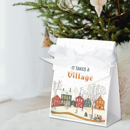 It Takes a Village Winter Baby Shower Favor Box Presentaskar