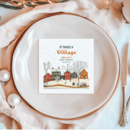 It Takes a Village Winter Baby Shower Napkins Pappersservett