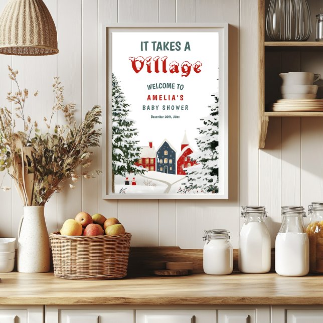 It Takes a Village Winter Baby Shower Welcome Sign Poster (Skapare uppladdad)