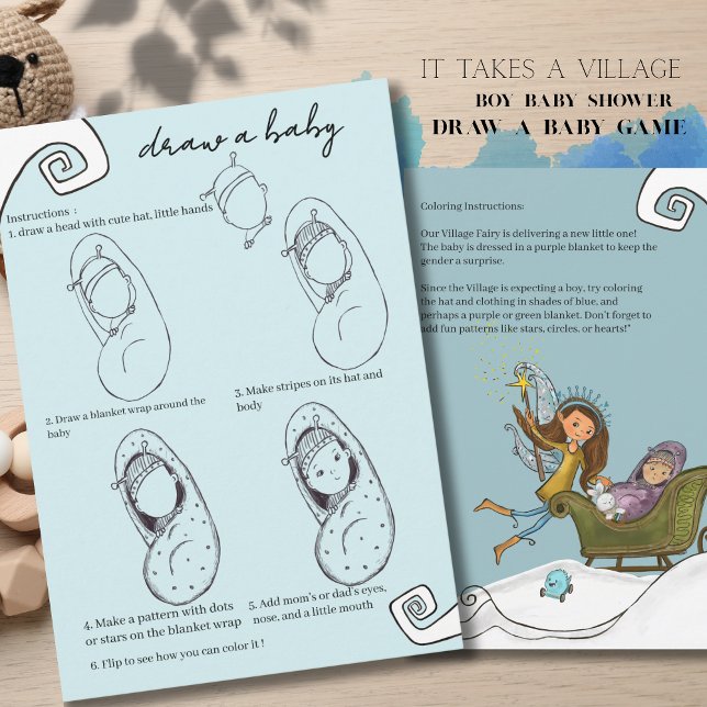 It Takes a Village: Winter Magic -Draw a baby game Inbjudningar (It Takes a Village Winter Magic -Draw a baby game )