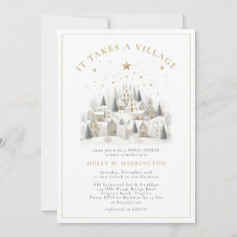 It Takes a Village Winter Photo Baby Shower Inbjudningar