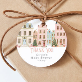 It takes a Village Winter Pink Snow Thank you Gåvor Etiketter