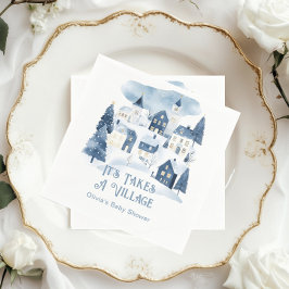 It Takes a Village Winter Snow Baby Shower Pappersservett