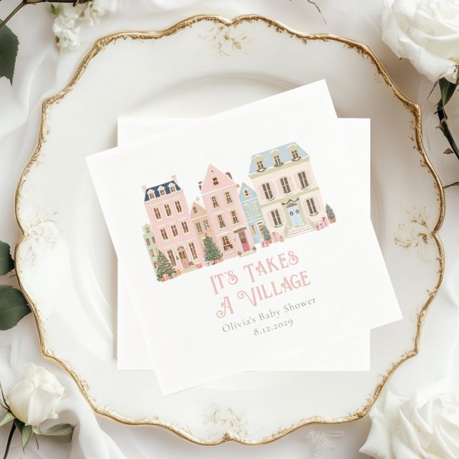It Takes a Village Winter Whimsical Baby Shower Pappersservett (Skapare uppladdad)