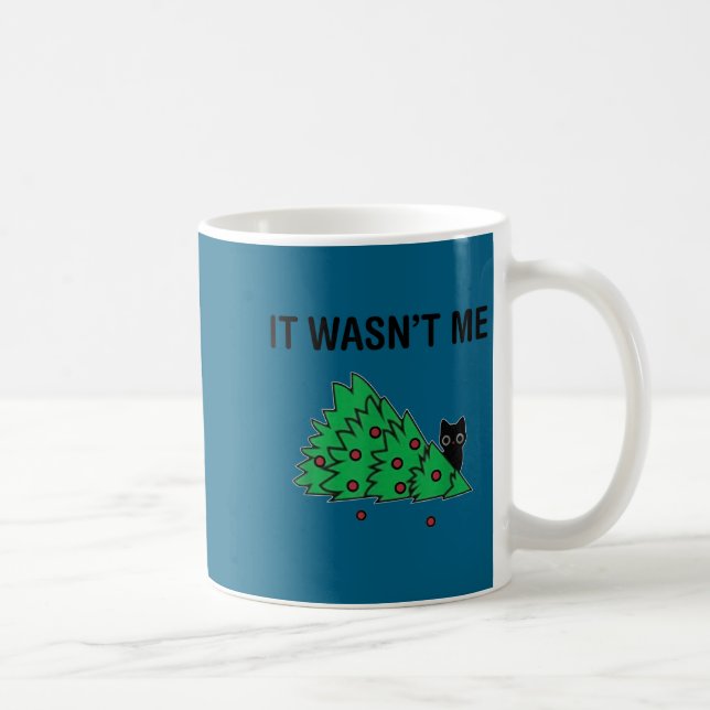 It Wasn't Me Funny Saying Christmas Tree And Cat X Kaffemugg (Höger)