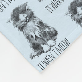 It Wasn't Meow Cute Fluffy Kitten Light Blue Fleecefilt