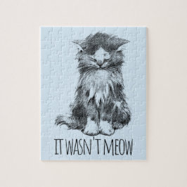 It Wasn't Meow Cute Fluffy Kitten Light Blue Pussel