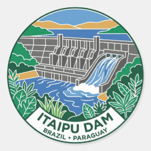 Itaipu Damms Brasilien / Paraguay Runt Klistermärke
