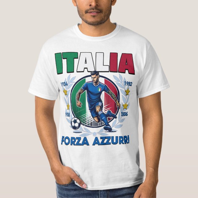 Italia 4 Star Campioni del Mondo T Shirt (Framsida)