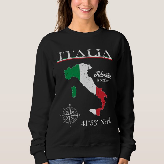Italia  Adventure Is Out There  Italy Italian Flag T Shirt (Framsida)