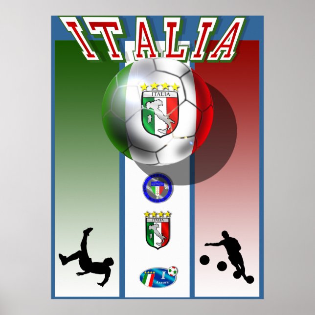 Italia artwork calcio world cup soccer sports poster (Framsidan)