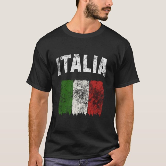 Italia Distressed Italian Flag T Shirt (Framsida)