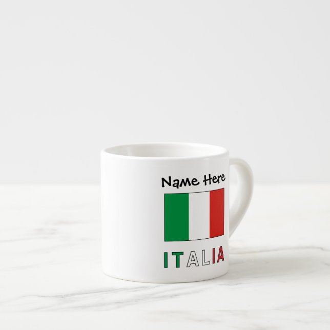 Italia e Bandiera Italiana con il Tuo Nome Espressomugg (Framsida höger)
