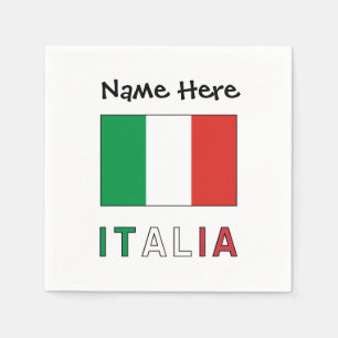 Italia e Bandiera Italiana con il Tuo Nome Pappersservett