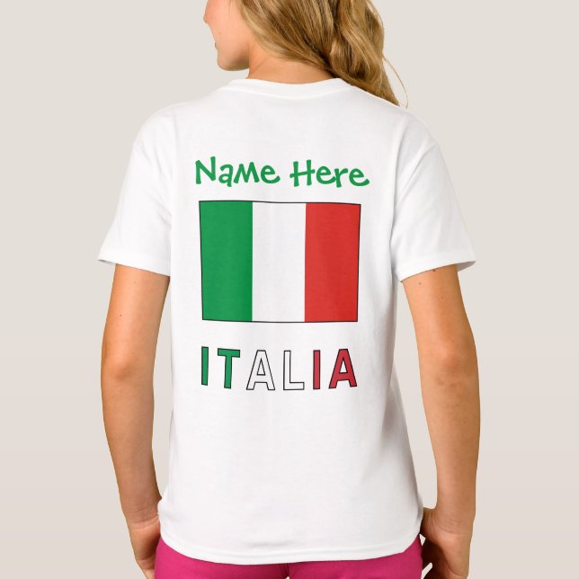 Italia e Bandiera Italiana Grönt Anpassning T Shirt (Baksida)