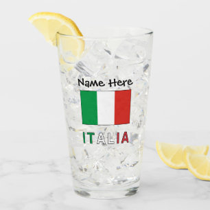 Italia e Bandiera Italiana Personlig Glaskopp