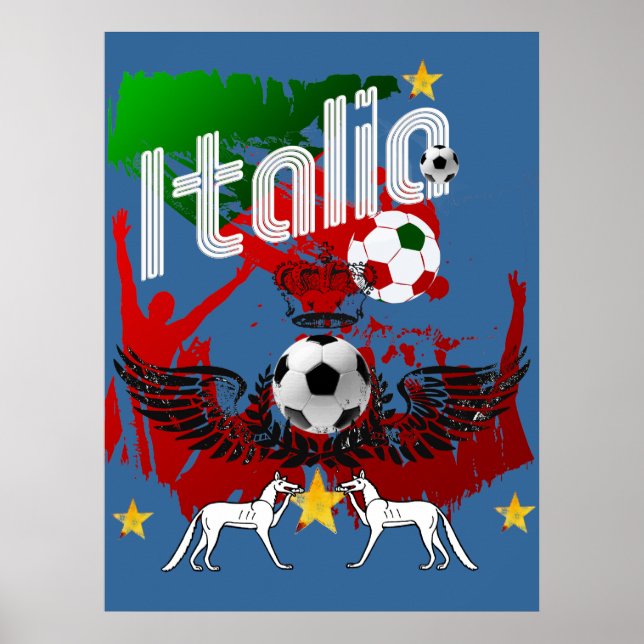 Italia fans calcio Azzurri Italy fla sports fan Poster (Framsidan)