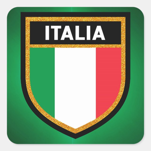Italia Flagga Fyrkantigt Klistermärke (Framsida)